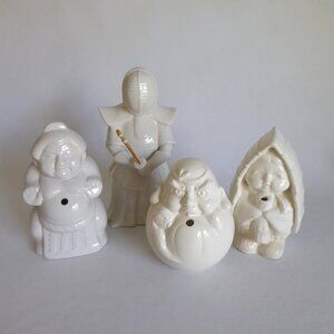 VINTAGE BENIHANA OF TOKYO WHITE CERAMIC TIKI DRINK MUGS COLLECTION LOT OF 4